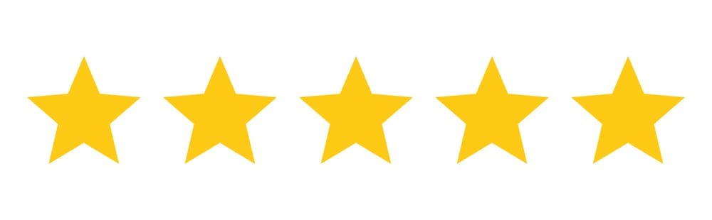 Five stars rating. 5 star rating
